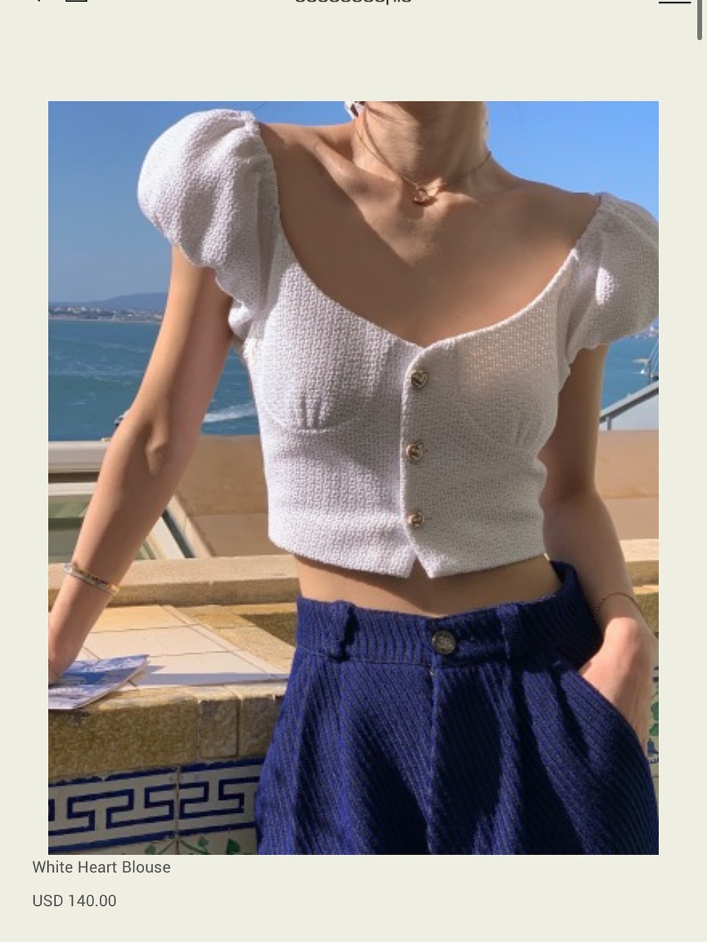 Kfashion Seooocookie White Button-Up Heart Blouse Women’s Top Size S